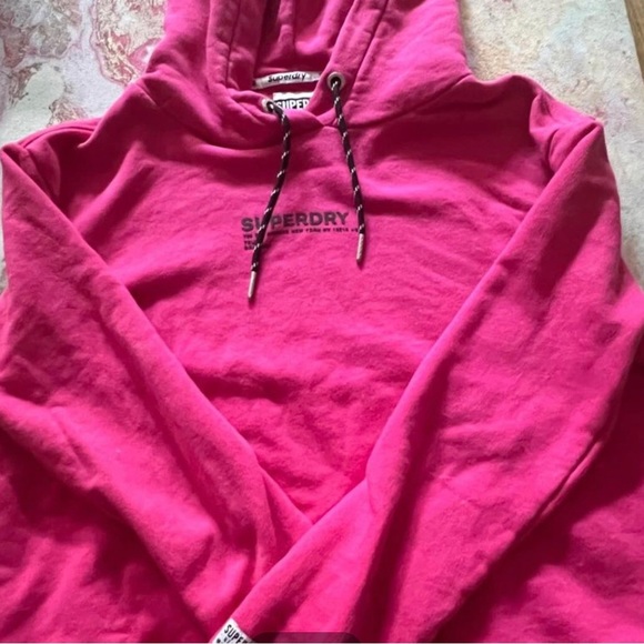 Super dry fuchsia hot pink hoodie size 4 made in Turkey, cotton - Picture 1 of 6